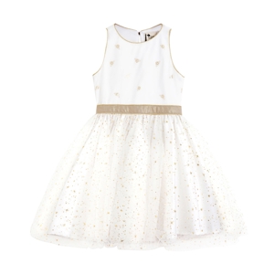 Robe cérémonie fille lin blanc or tulle à paillettes Hepburn, La Faute à Voltaire 1