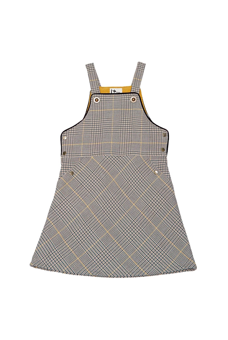 Robe salopette hiver fille carrx tartan marron jaune Lola, La Faute à Voltaire 1