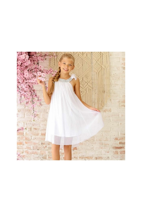 Robe cérémonie fille voile blanc col liberty violet Alizee, La Faute à Voltaire