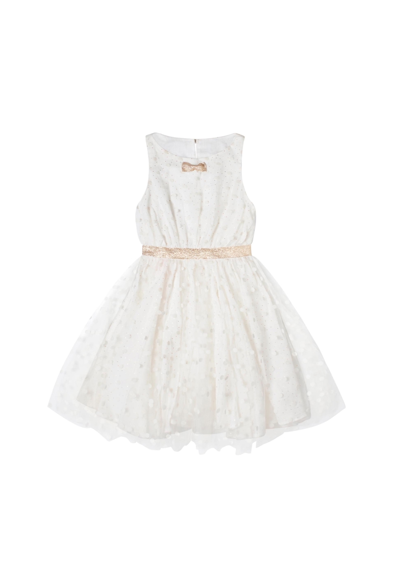 Robe cérémonie fille  tulle blanche lin or   Hepburn, La Faute à Voltaire 1