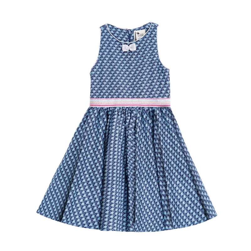 Robe qui tourne fille palmiers bleu marine Hepburn, La Faute à Voltaire - 7/8 ans