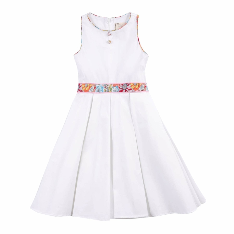 La Faute à Voltaire - Robe cérémonie fille coton blanc fleurie liberty rose Hepburn, La Faute à Voltaire - Fille