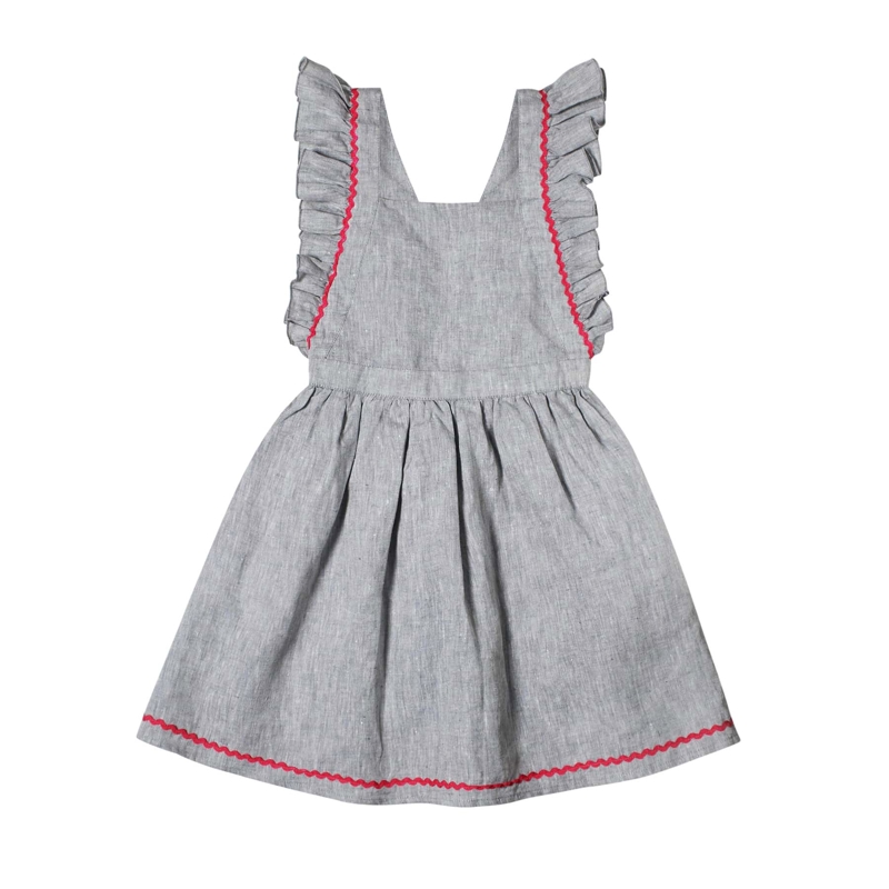 La Faute à Voltaire - Robe cérémonie bohème fille lin gris Lili, La Faute à Voltaire - Fille