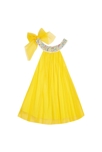 Robe cérémonie fille voile jaune col fleuri liberty lilas Alizee, La Faute à Voltaire 4
