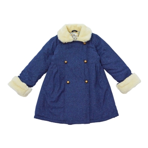 Manteau laine tweed bleu marine fille fausse fourrure Anoushka, La Faute à Voltaire 1