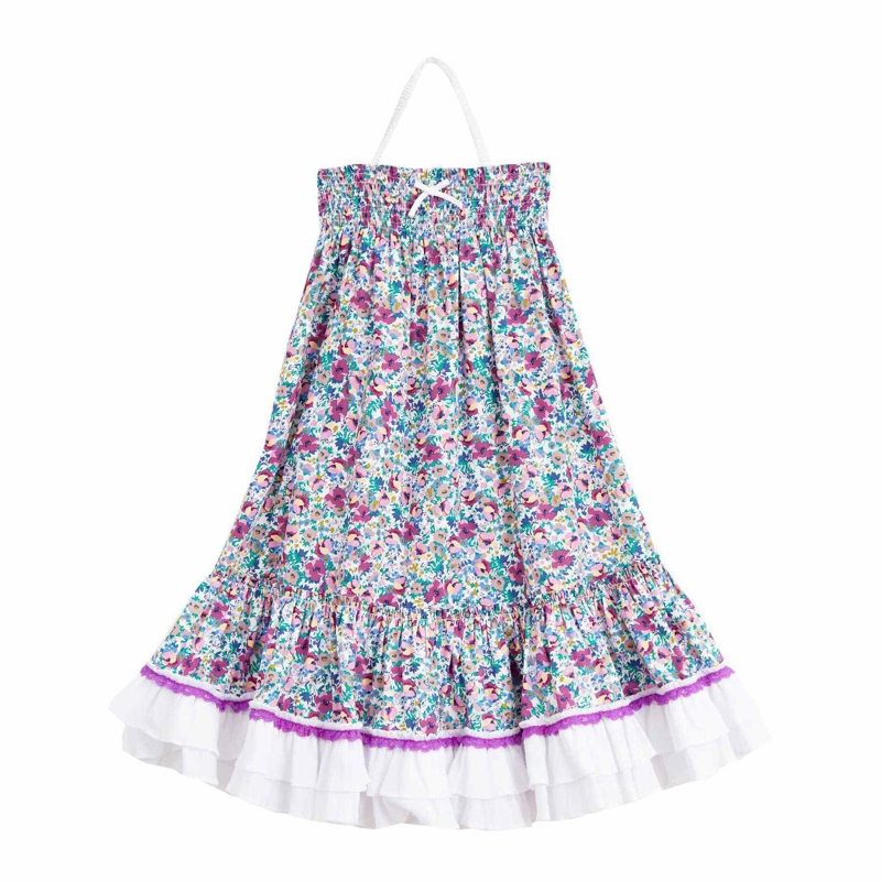 La Faute à Voltaire - Robe longue fleurie liberty violette bohème fille 2-en-1 Esmeralda, La Faute à Voltaire - Fille