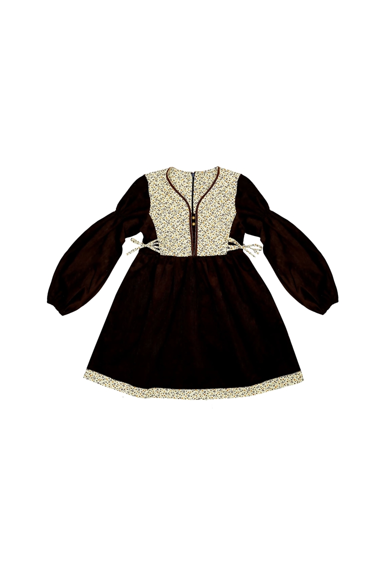 Robe fleurie liberty jaune  marron fille   Margot, La Faute à Voltaire 1