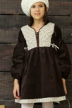 Robe fleurie liberty jaune  marron fille   Margot, La Faute à Voltaire 2