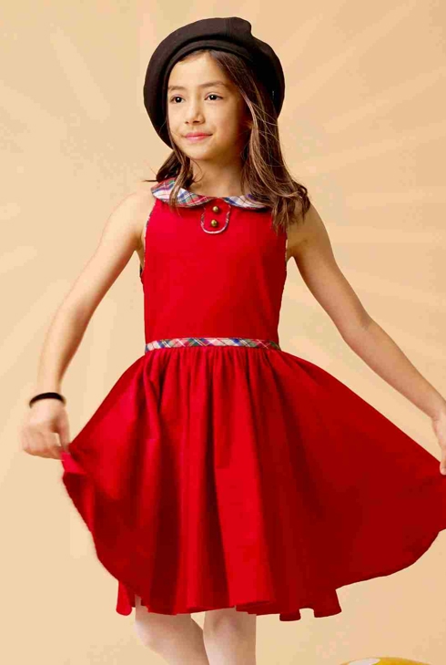 Robe de noël fille velours rouge carreaux tartan Hepburn, La Faute à Voltaire