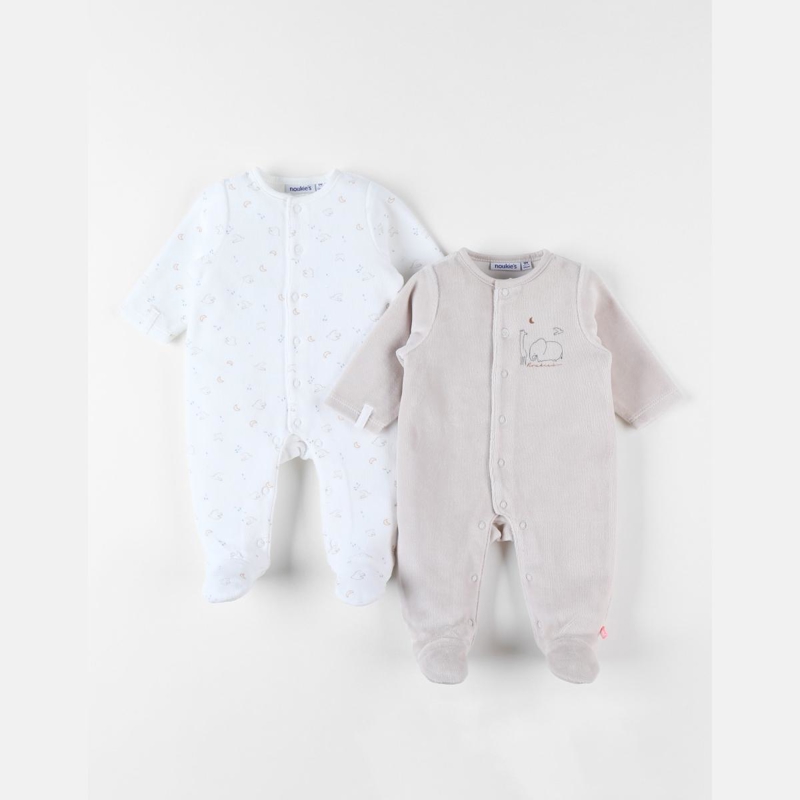 Ensemble de 2 pyjamas 1 pièce greige écru, Noukie's - 12M