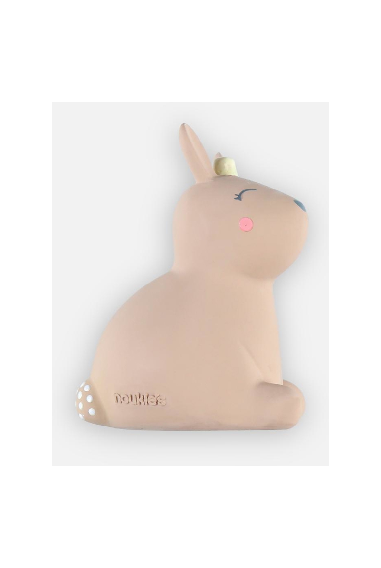 Jouet de bain lapin avec hochet en caoutchouc naturel, Noukie's 1