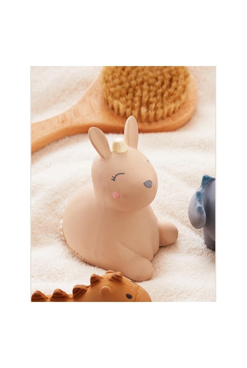 Jouet de bain lapin avec hochet en caoutchouc naturel, Noukie's