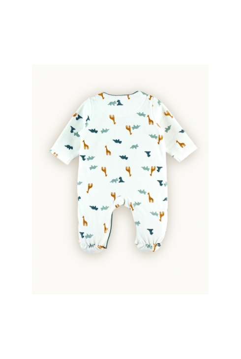 Pyjama dinosaure en velours blanc bleu, Noukie's