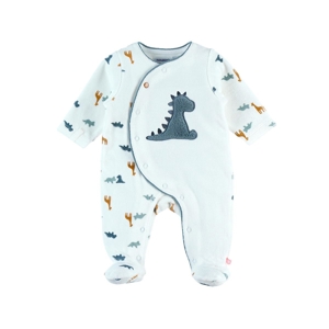 Pyjama dinosaure en velours blanc bleu, Noukie's 1