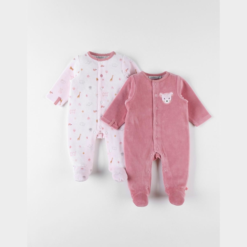 Noukies - Ensemble de 2 pyjamas 1 pièce clair framboise, Noukie's - Fille