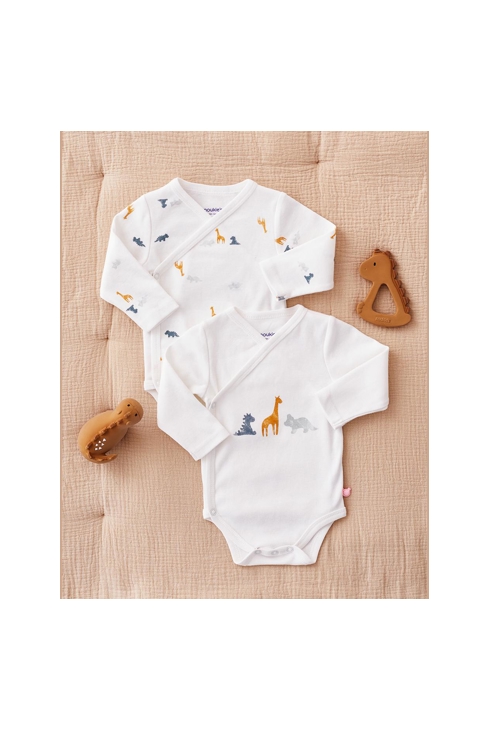 Ensemble de 2 bodys croisés en coton bio, Noukie's