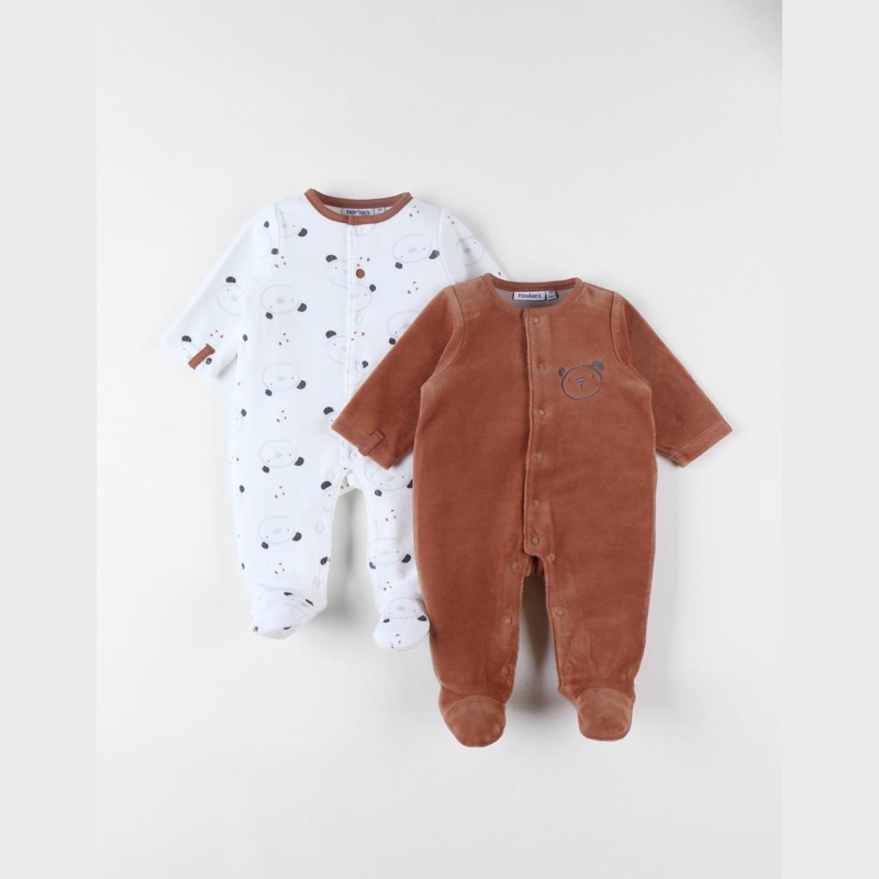 Ensemble de 2 pyjamas dors-bien en velours caramel, Noukie's - 1M