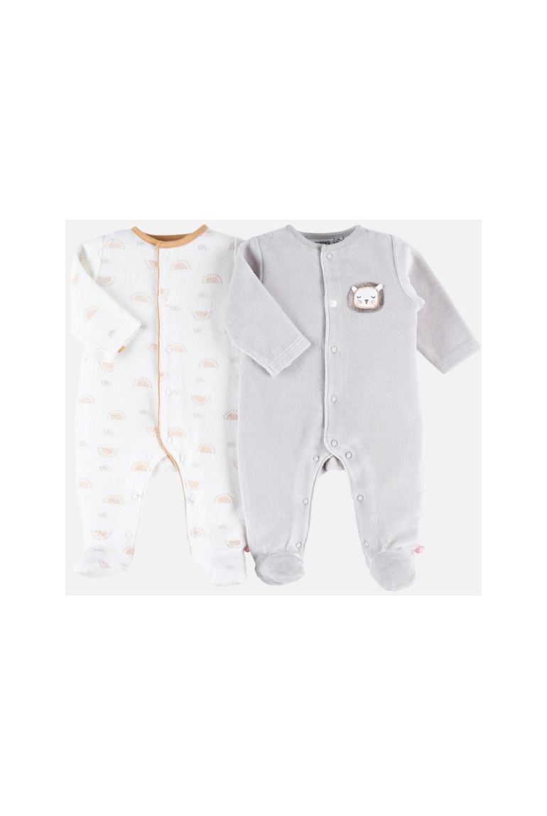 Ensemble de 2 pyjamas 1 pièce en velours clair écru, Noukie's 1