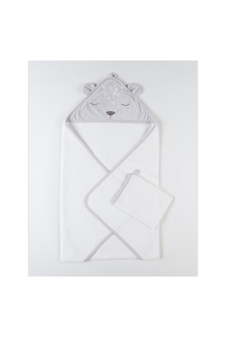 Lot De Bain Kendi En éponge Et Veloudoux, écru/gris Clair, Noukie's 1