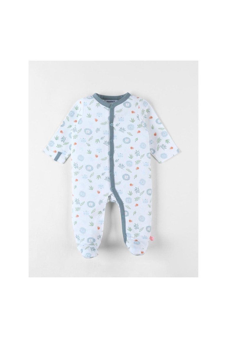 Pyjama 1 pièce imprimé animalier en jersey écru bleu clair, Noukie's 1