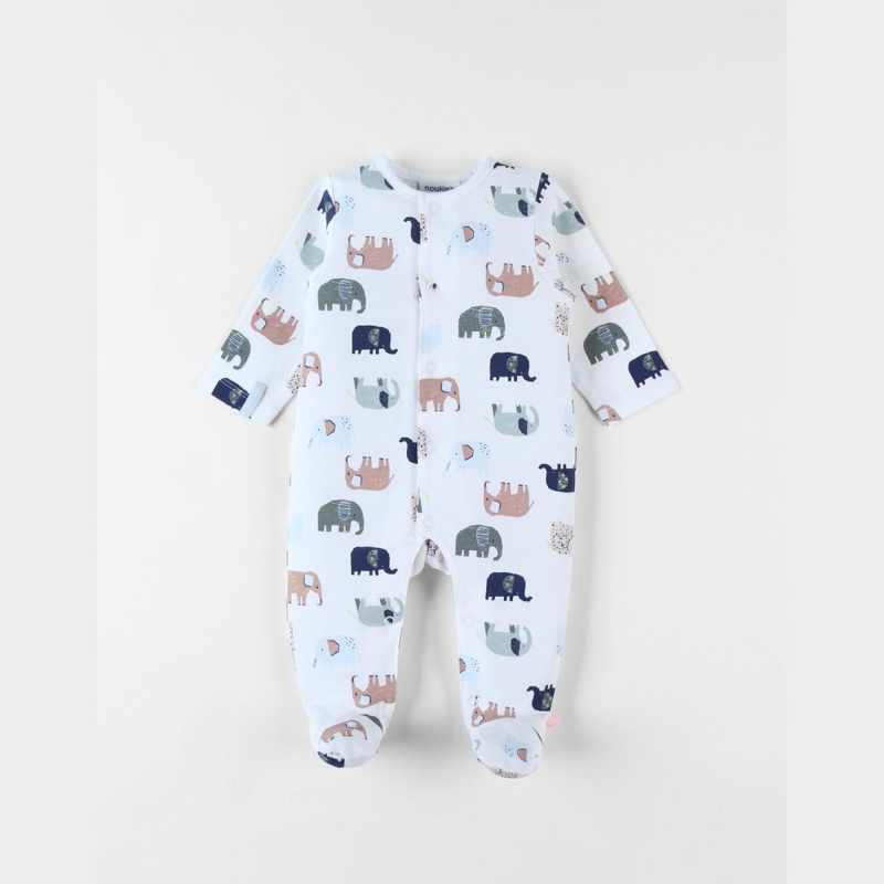 Noukies - Pyjama 1 pièce imprimé éléphants en jersey, Noukie's - Mixte