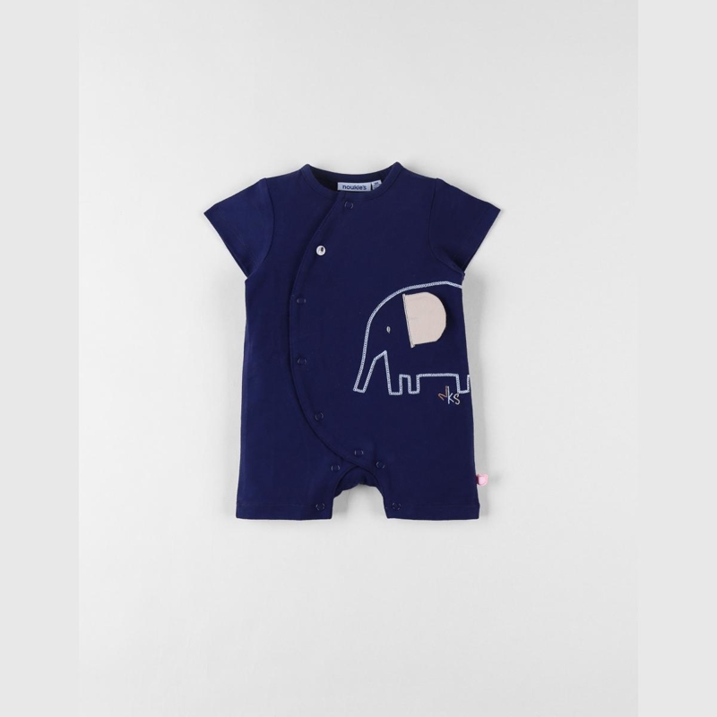 Combishort éléphant en jersey indigo, Noukie's - NAISSANCE