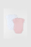 Ensemble de 2 bodies fleuris et guépard en coton écru rose moyen, Noukie's 2