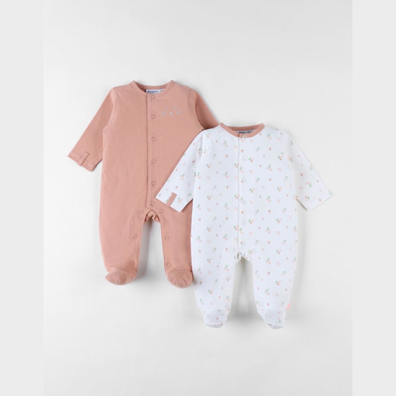 Ensemble de 2 pyjamas 1 pièce terracotta écru, Noukie's - 6M