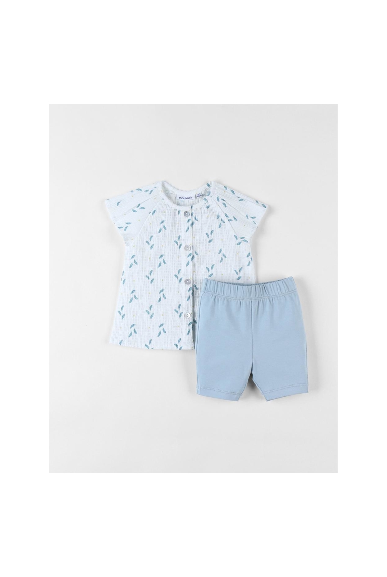 Ensemble blouse plume et legging aqua écru, Noukie's 1