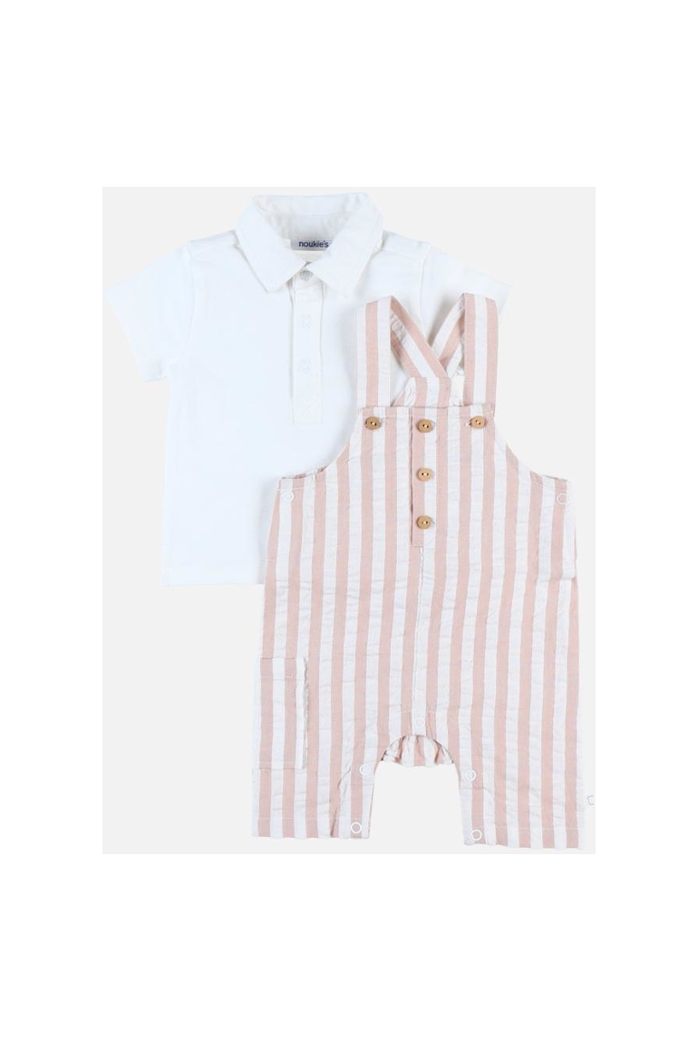 Ensemble cérémonie salopette et body écru caramel clair, Noukie's 1