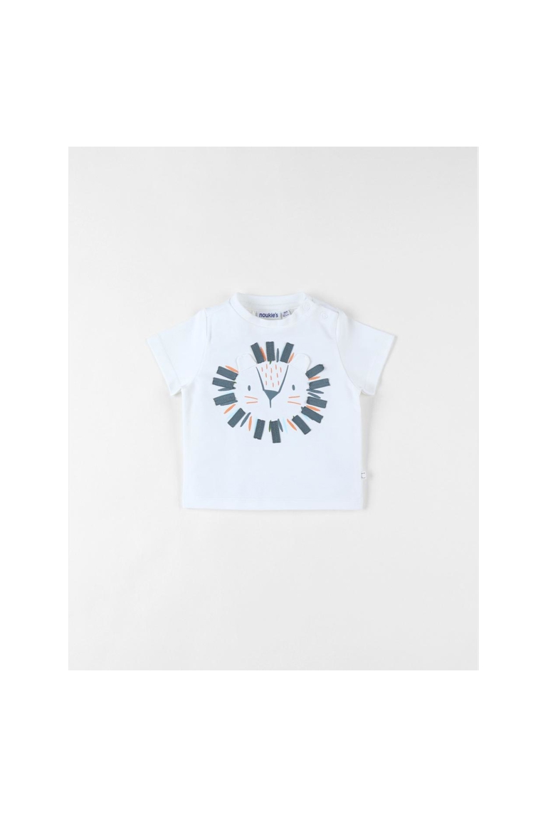 T-shirt Lion à Courtes Manches, écru/bleu, Noukie's 1