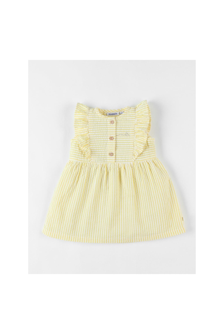Robe En Crêpe De Coton Rayée, Jaune/écru, Noukie's 1