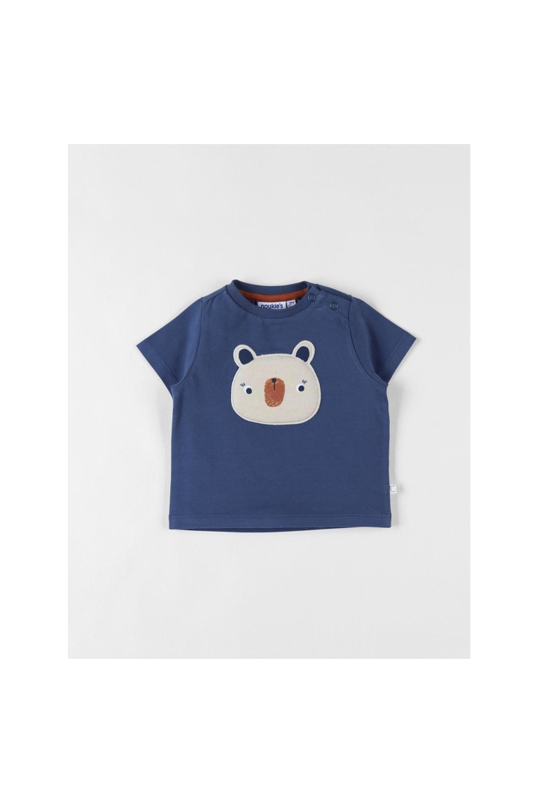 T-shirt Panda à Manches Courtes Rayé, Marine/écru, Noukie's 1