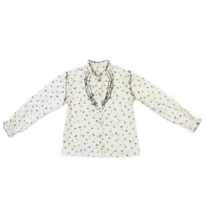 Blouse hiver fille  col à volants  beige à fleurs noires   Lili Rose, La Faute à Voltaire 1