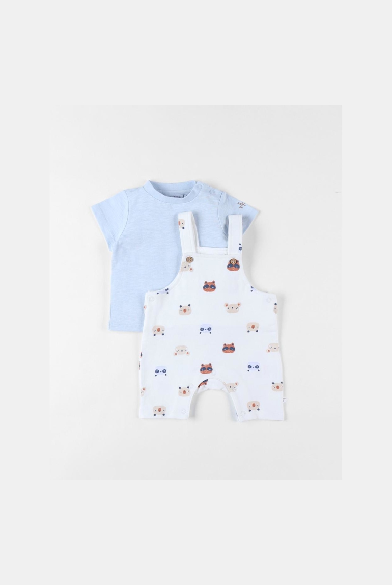 Ensemble Salopette Imprimé Animalier + T-shirt, Clair/écru, Noukie's 1