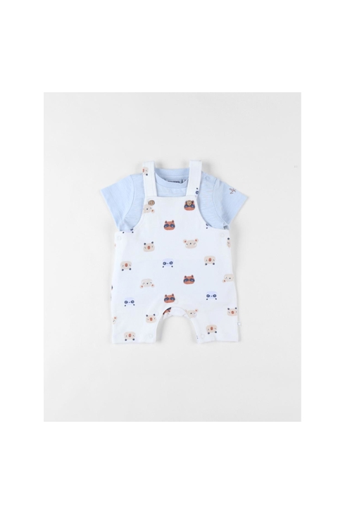 Ensemble Salopette Imprimé Animalier + T-shirt, Clair/écru, Noukie's