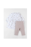 Ensemble Robe imprimé fleuri + Legging en jersey côtelé, écru/sable, Noukie's 2