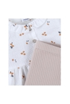 Ensemble Robe imprimé fleuri + Legging en jersey côtelé, écru/sable, Noukie's 3