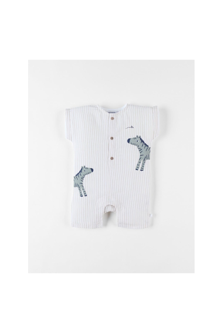 Combishort Bi-matière Rayée Zèbre, Beige/eucalyptus, Noukie's 1