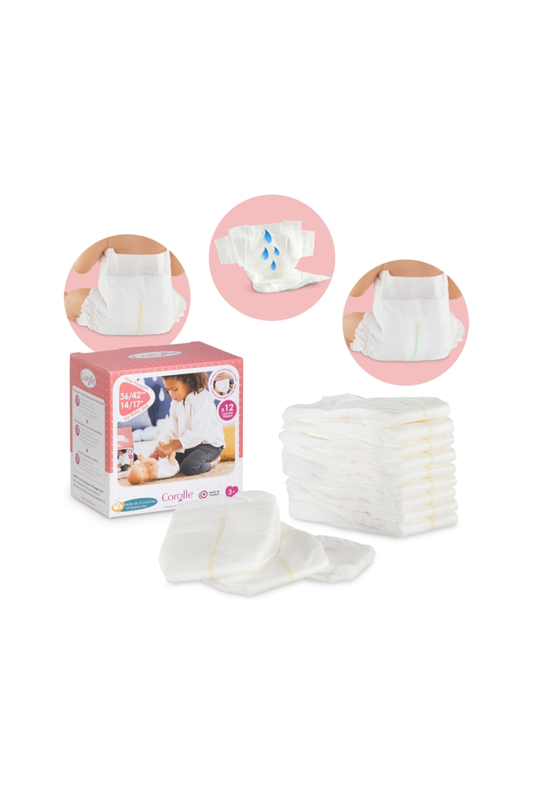 Boîte de 12 couches pour poupon 36-42cm, Corolle 1