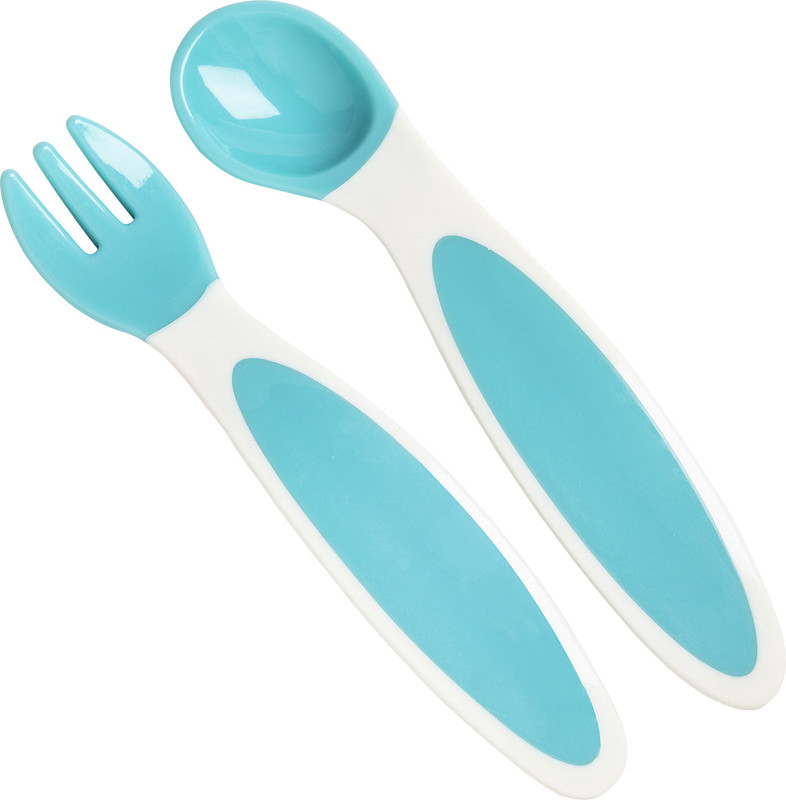 Lot de 2 couverts bébé ergonomiques bleus 4 mois, Babycalin -
