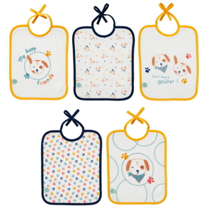 Lot de 5 bavoirs naissance 20x25 cm Toutou, Babycalin 1