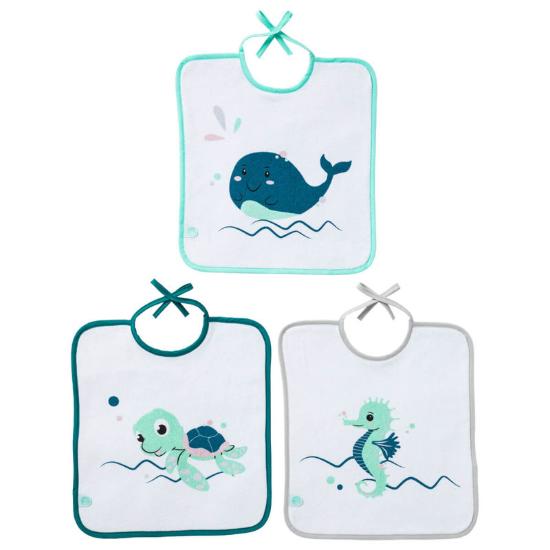 Lot de 3 bavoirs Marin 6 mois Bio, Babycalin -
