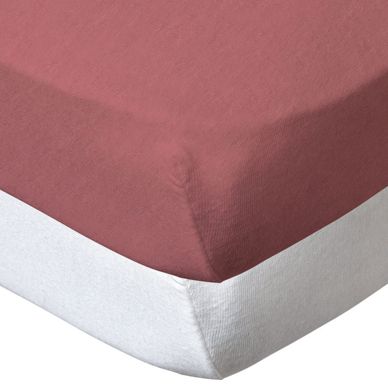 Lot de 2 draps housse unis 60x120 cm terracotta blanc, Babycalin -