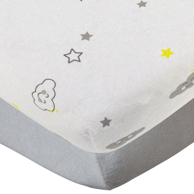 Baby Calin - Lot de 2 draps housse 60x120 cm nuage gris, Babycalin -