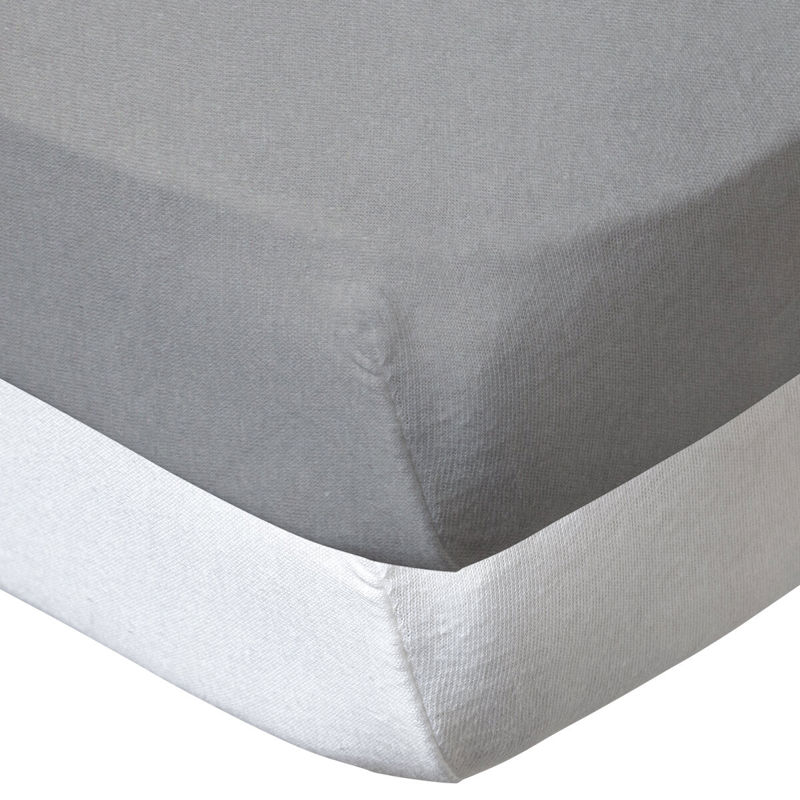 Baby Calin - Lot de 2 draps housse en coton 60x120 cm blanc gris, Babycalin -
