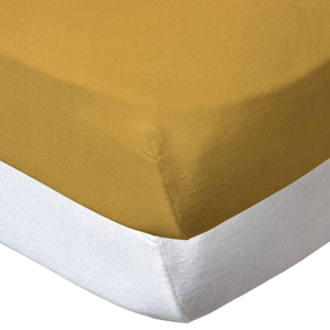 Lot de 2 draps housse unis 60x120 cm moutarde blanc, Babycalin 1