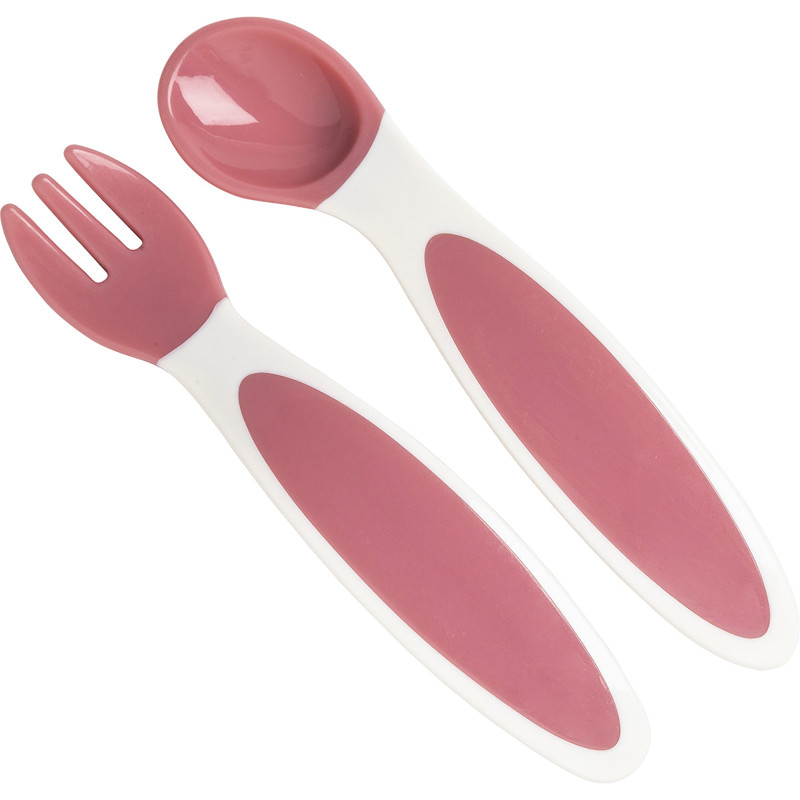 Lot de 2 couverts bébé ergonomiques roses 4 mois, Babycalin -