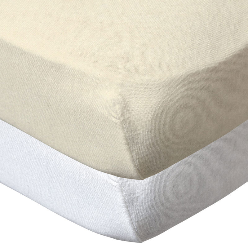 Lot de 2 draps housse en coton 70x140 cm blanc écru, Babycalin -