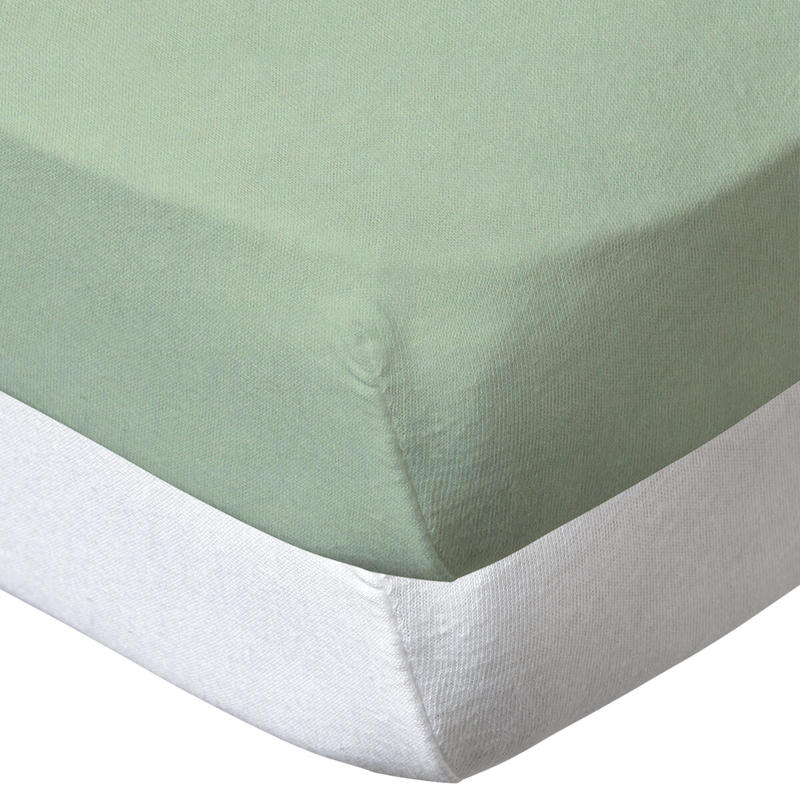 Lot de 2 draps-housses en coton 70x140 cm blanc vert amande, Babycalin -